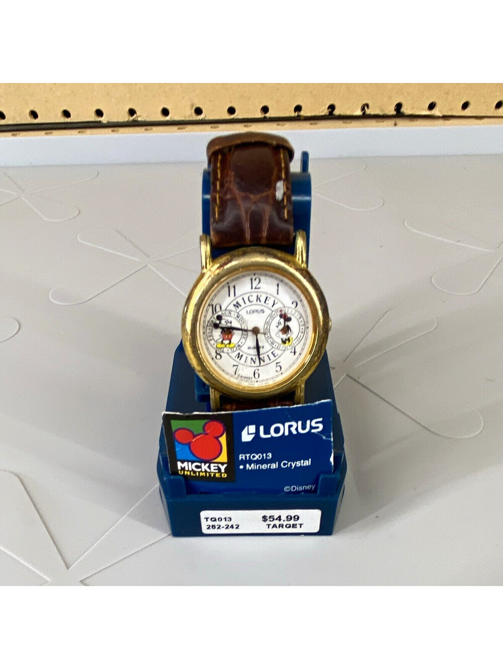 Vintage Lorus Mickey & Minnie Mouse Calendar Watch As-Is W/ Tag Base
